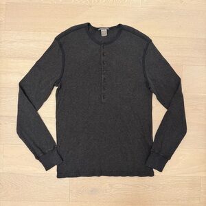 John Varvatos Charcoal Long Sleeve Henley